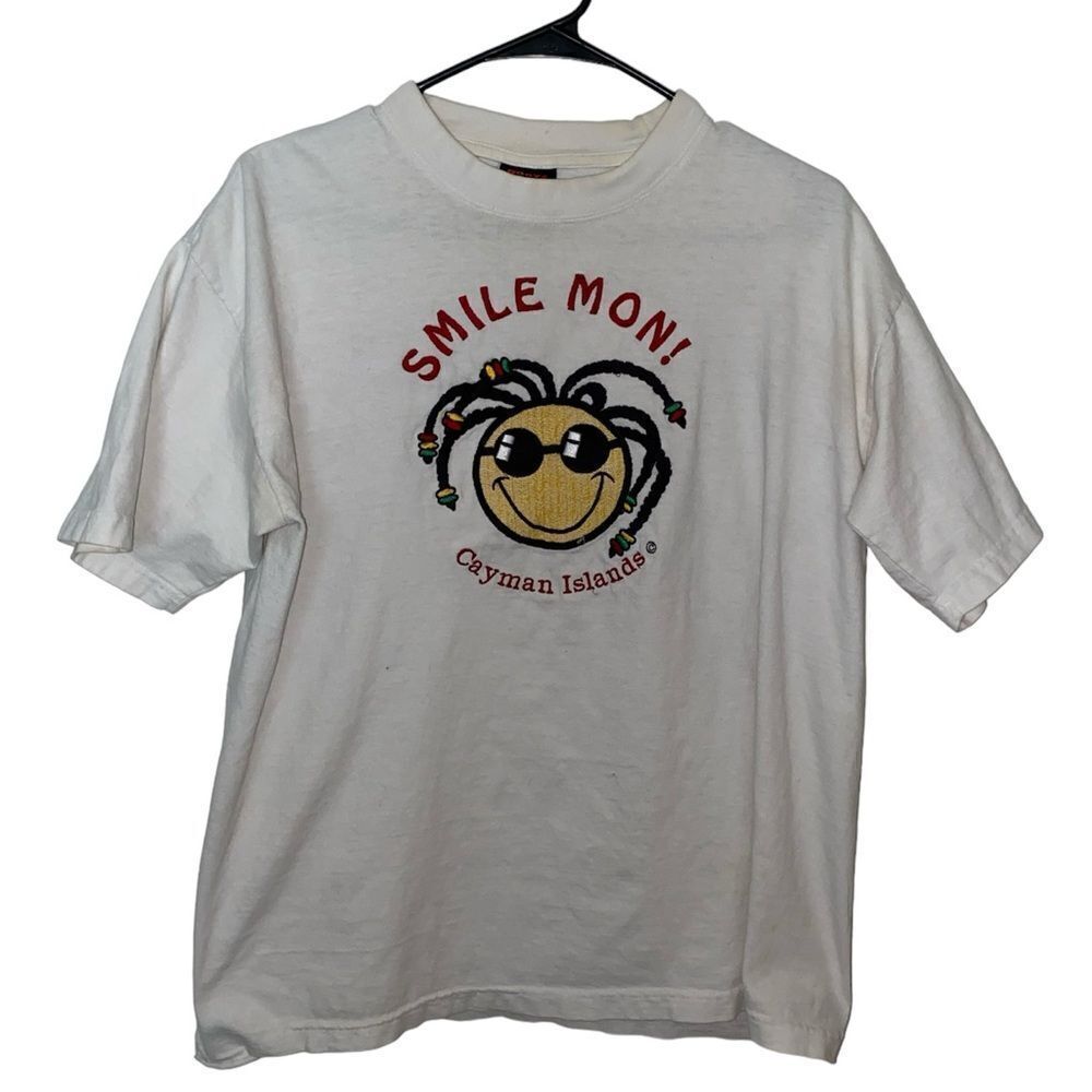 Vintage Roots Rock Reggae Smile Mon! Graphic Tee Size Large
